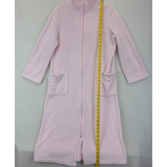Jasmine Rose Robe Women M Full Zip Embroidered Floral Pockets Intimates Lounge - Picture 3 of 12